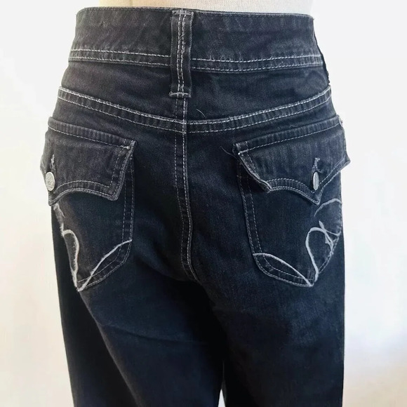 GLORIA VANDERBILT Women Straight Leg Mid rise Denim Black Jeans Pants Size 10 - Picture 11 of 13